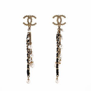 Chanel CC Chain Fringe Dangle Stud Earrings